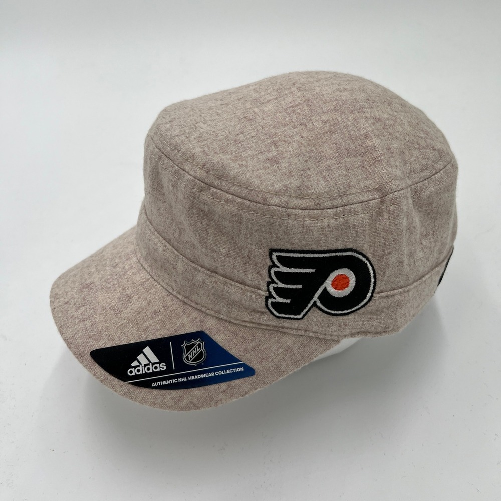Adidas Philadelphia Flyers NHL Womens Cadet Military Hat Oatmeal Wool‎ Blend - Picture 2 of 7